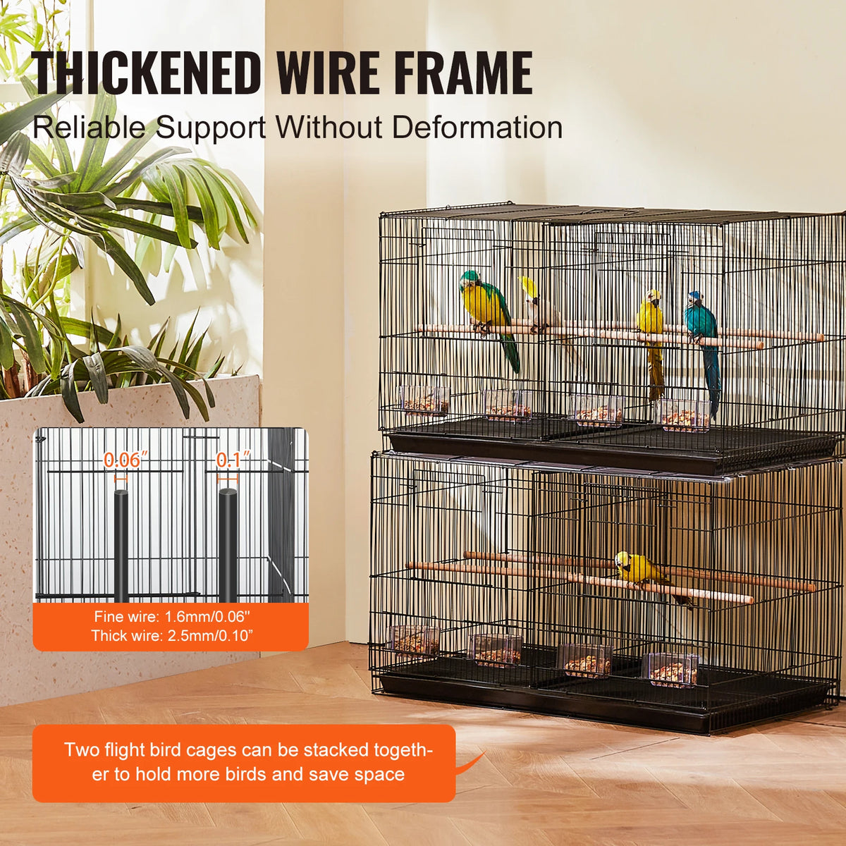 Succebuy Travel Divided Stackable Bird Cage With Handle Perch