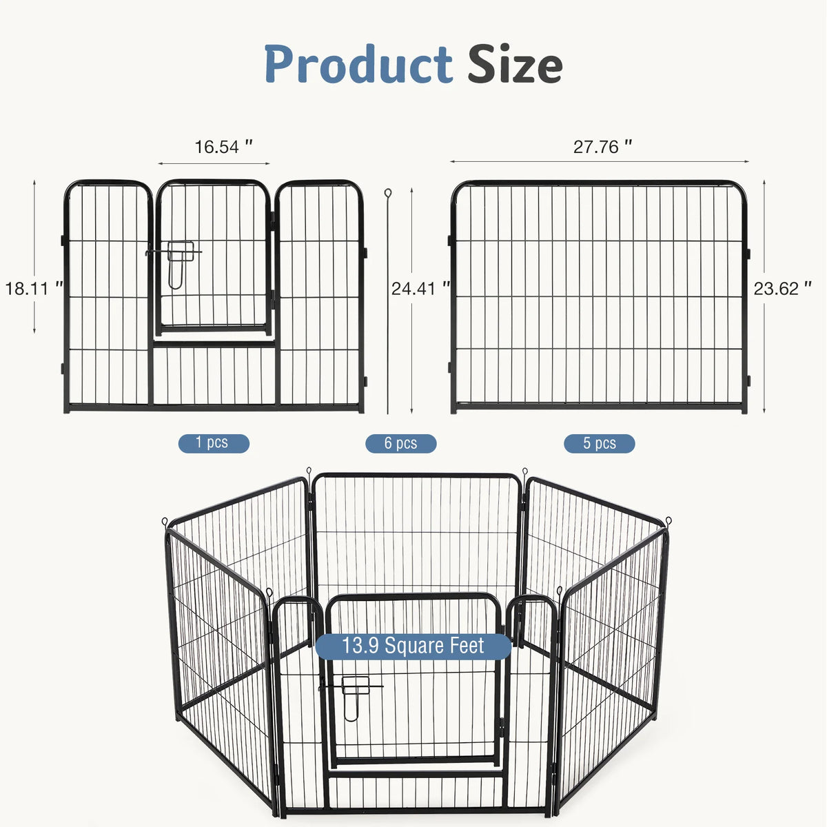 JHK Foldable Metal Dog Playpen Sturdy Outdoor Exercise Fence