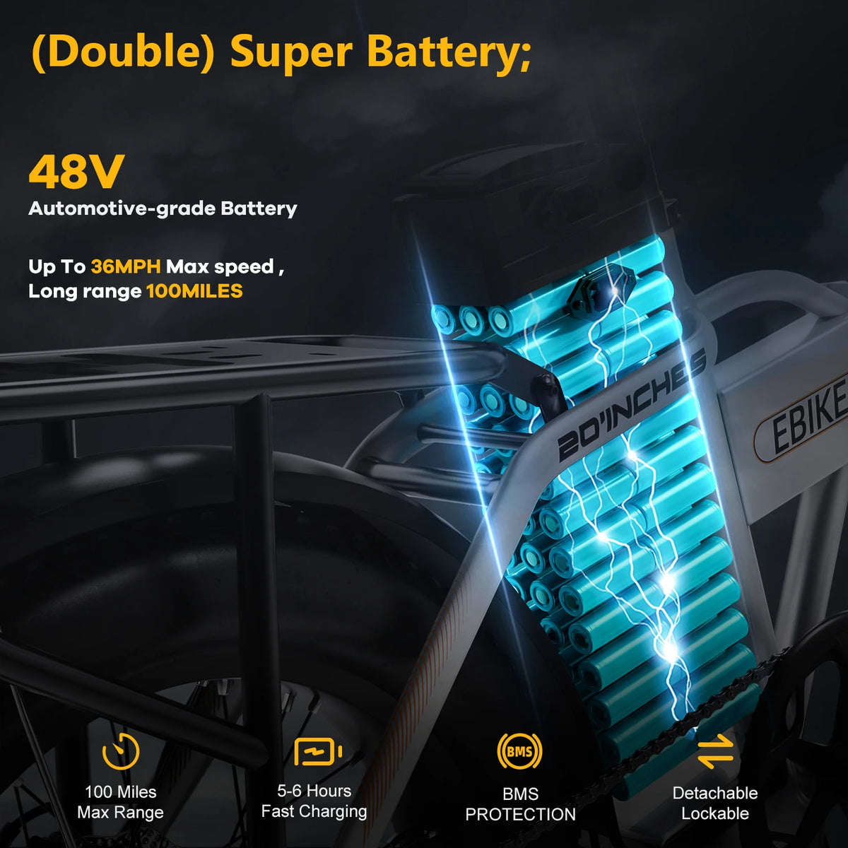 Cybervelo 1000W Foldable Fat Tire Electric Bike Mars700