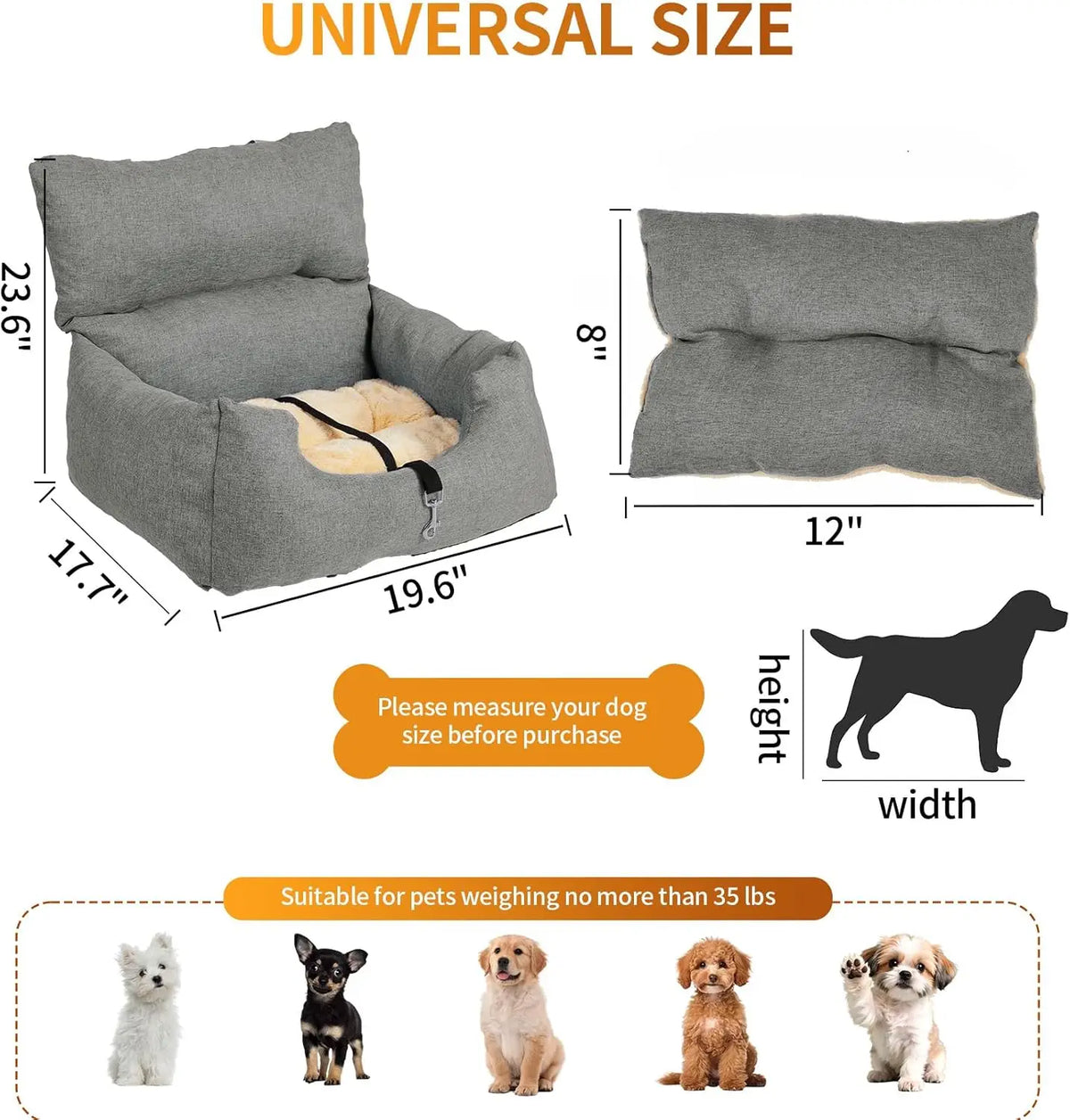 HiMISS Portable Elevated Dog Booster Car Seat Travel Bed