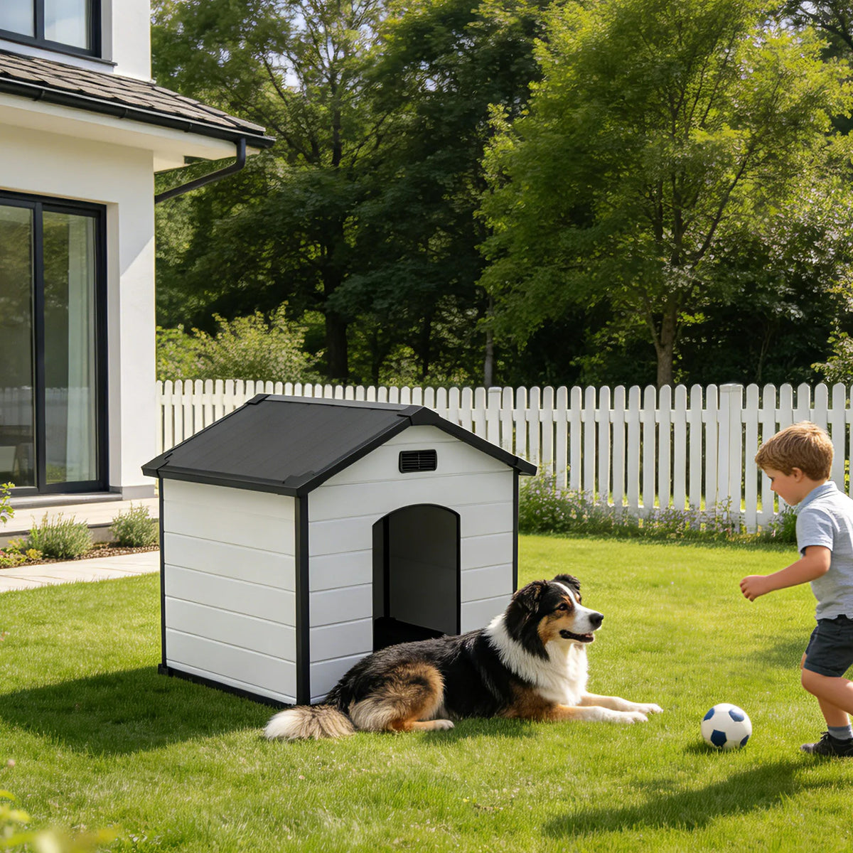 Waterproof Dog House With Removable Roof Indoor Outdoor Plastic Kennel
