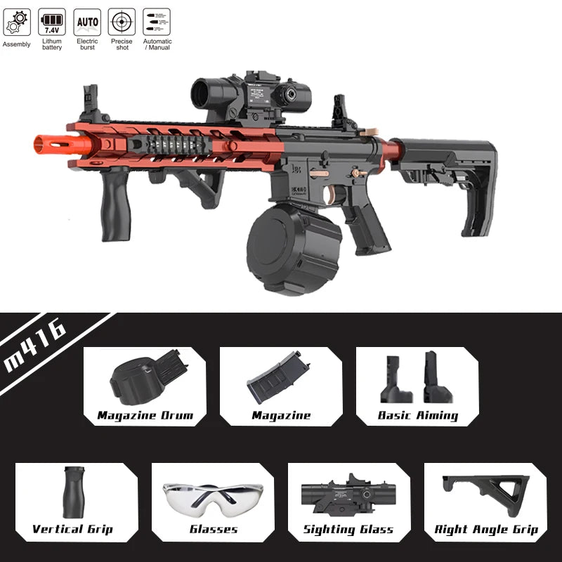 M4 Electric Gel Ball Toy Rifle Dual Mode Automatic Manual
