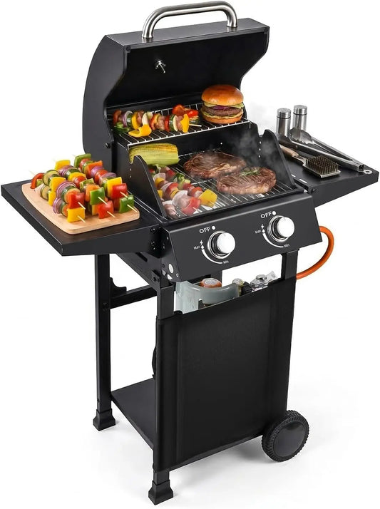 Tackleekii 2 Burner Propane Gas Grill Stainless Steel Portable Barbecue