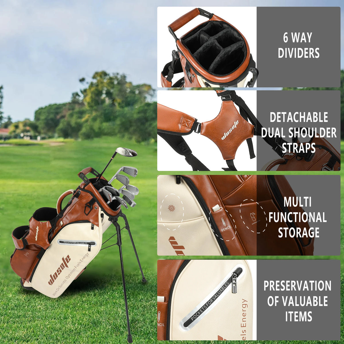 Lightweight Golf Stand Bag With Dual Strap And Dividers