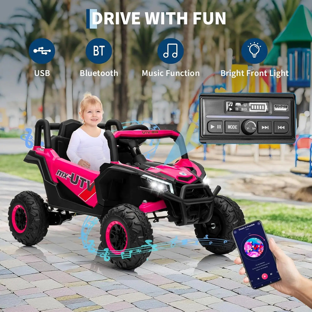 12V Ride on Toys, Battery Powered Electric Vehicle for Kids, Toddler Ride on Truck SUV with Parental Remote Control, 4 Wheels, Music, 66 LBS Capacity for Boys and Girls