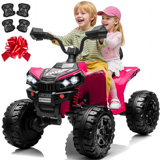 24V 4*200W Kids Ride On ATV Quad, 2 Seater Electric Off-Road Vehicle with Bluetooth, LED Lights, 3 Speeds, for Boys Girls