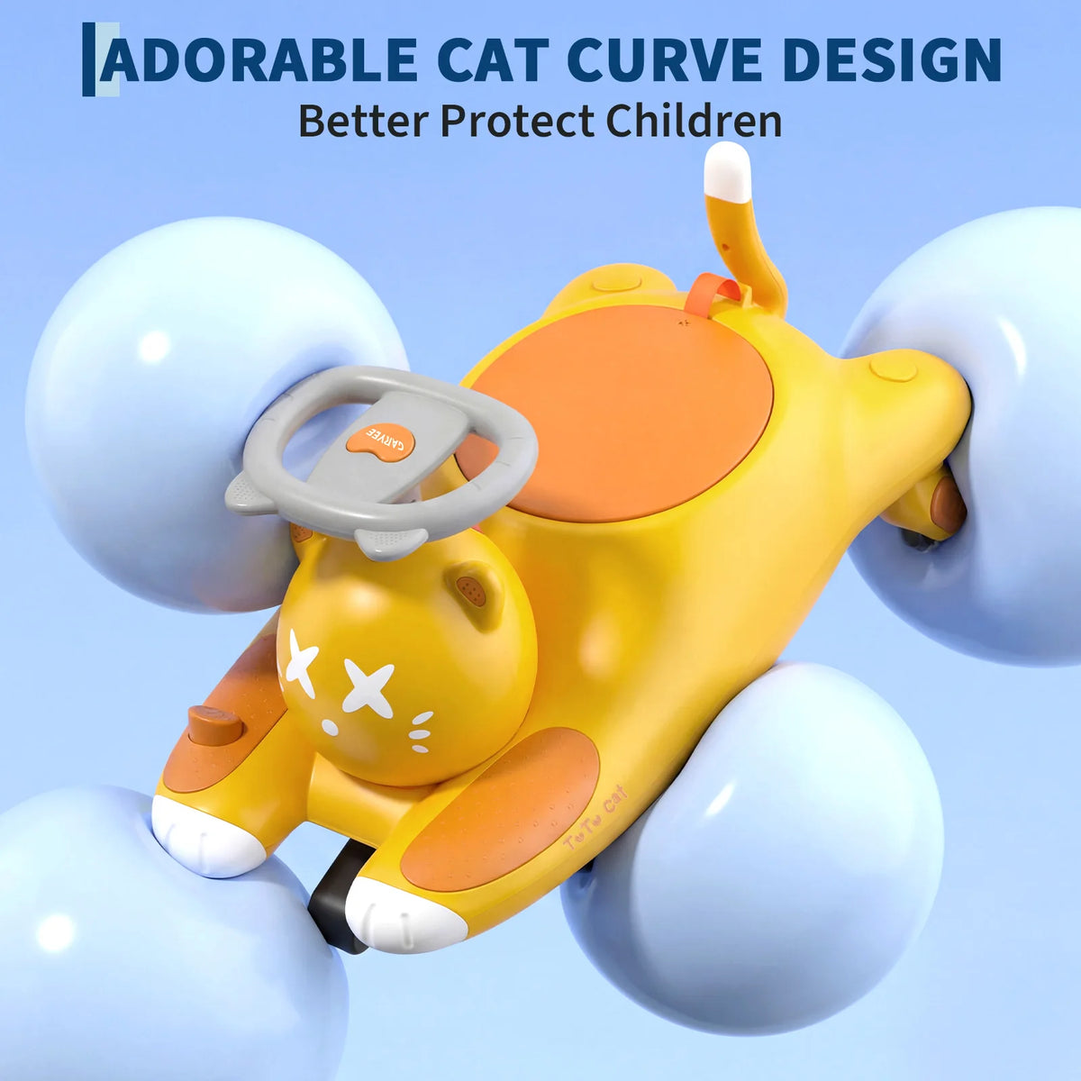 2-in-1 6V/12V Electric Wiggle Ride-On Car for Kids - Pedal Swing Car, 2 Speeds, 360° Steering, LED Flashing Wheels, wireless Music, Anti-Tip, Ages 3-6 - Mustard Yellow