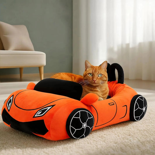 CWV Coral Fleece Supercar Cat Bed With Pillow Cover