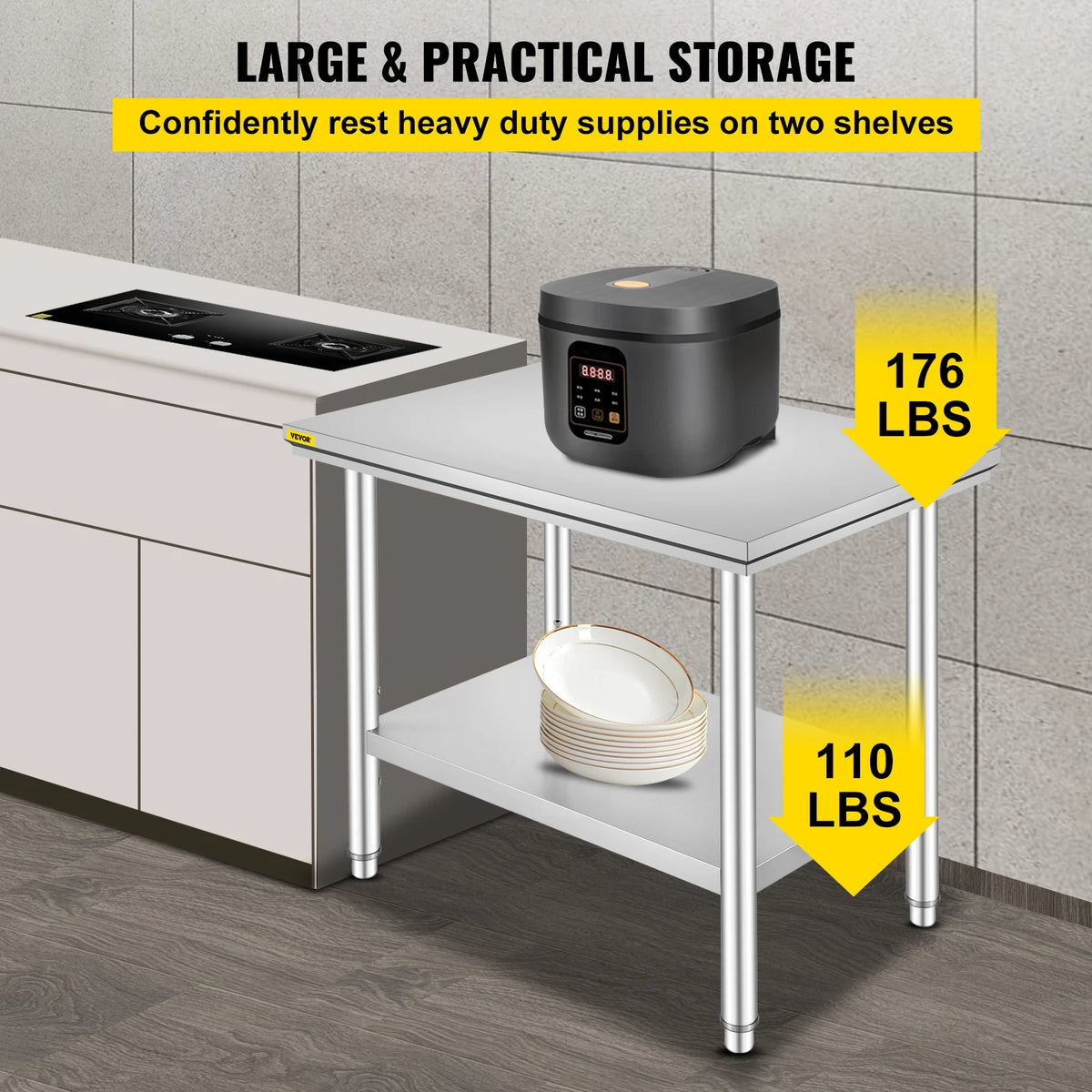 Commercial Stainless Steel Kitchen Workbench With Undershelf