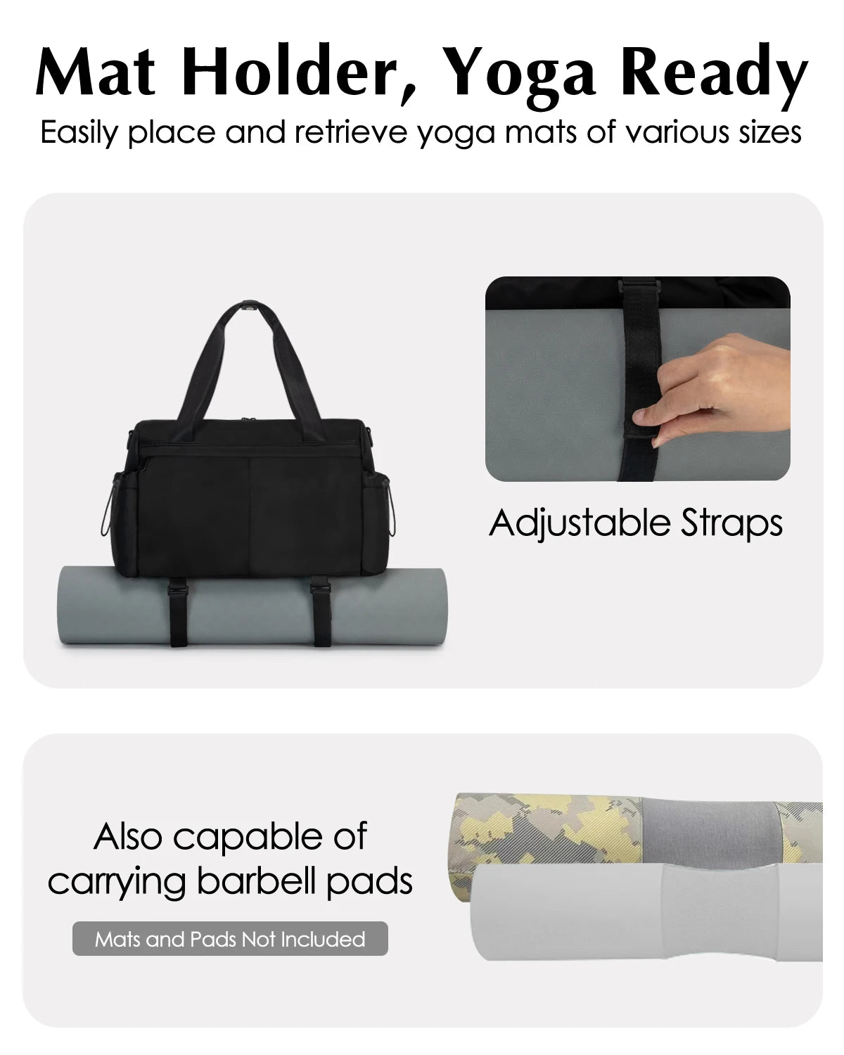 Lightweight Gym Duffle With Yoga Mat Holder And Wet Pocket