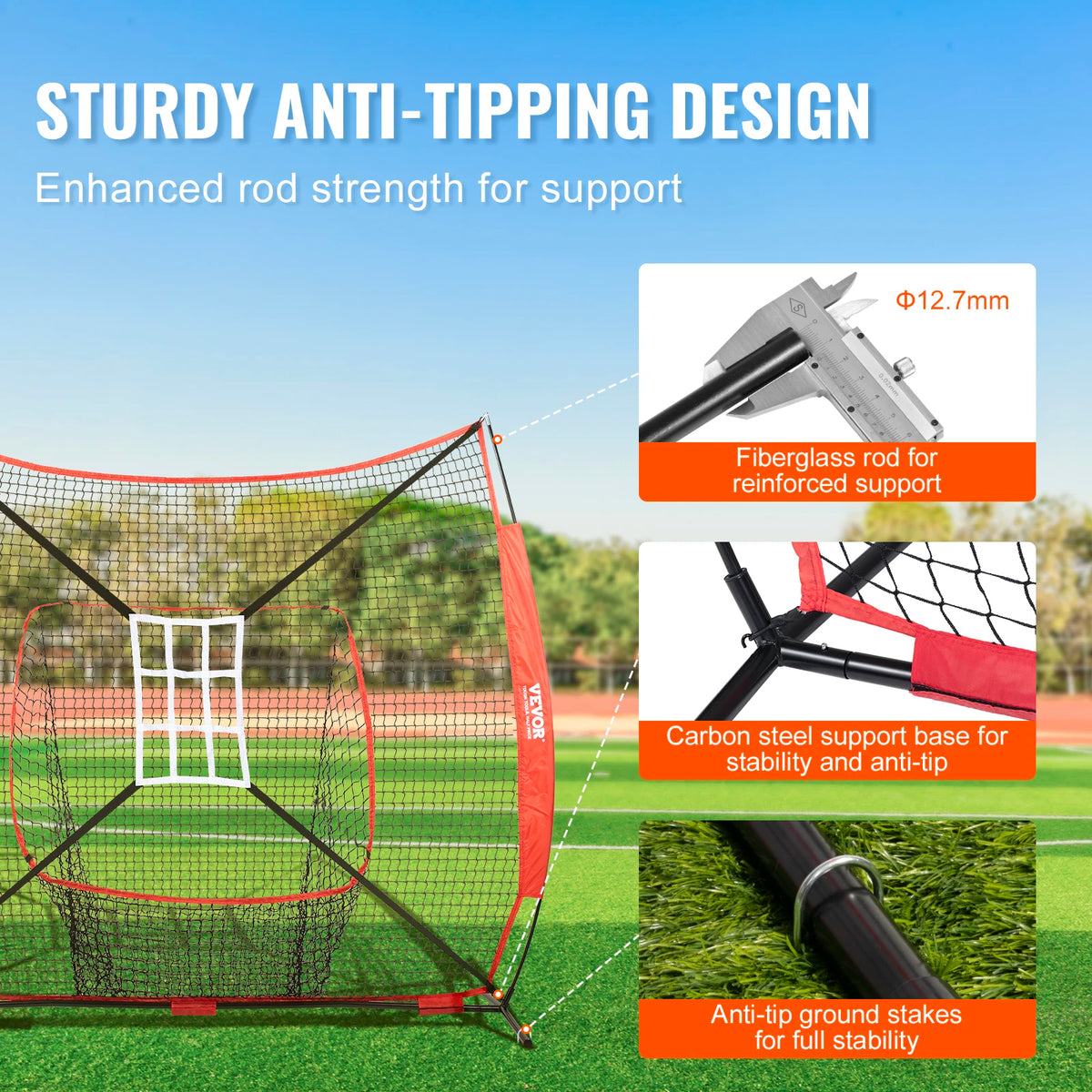 SucceBuy Baseball Practice Net With Ball Collector And Carry Bag