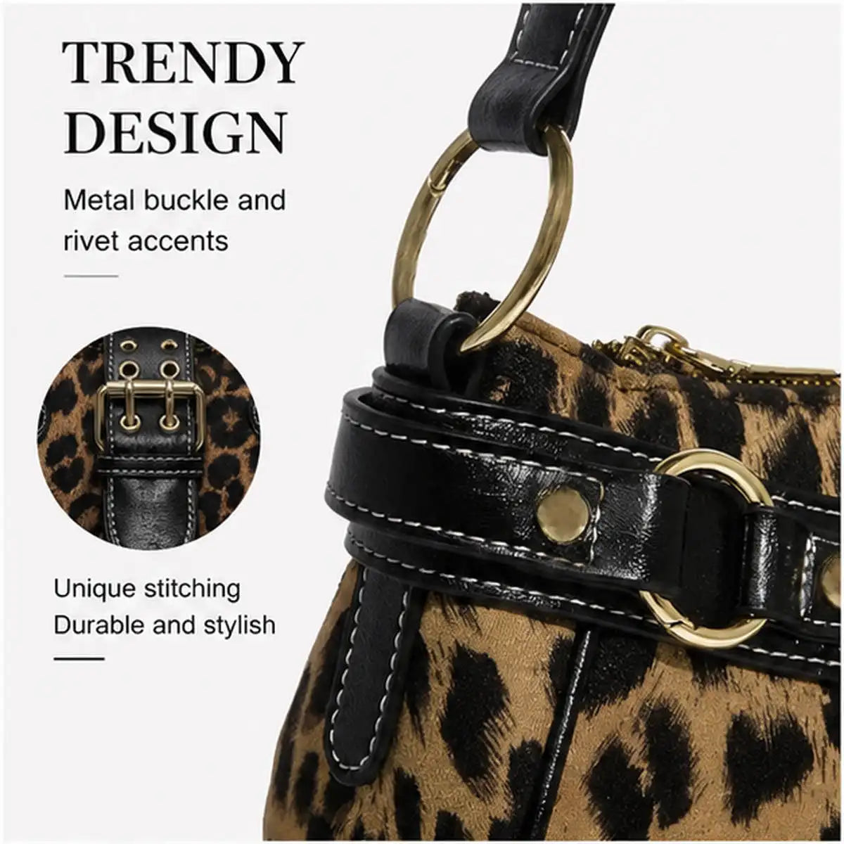 Classic Women Elegant Retro Buckle Nylon Splice Shoulder Bag