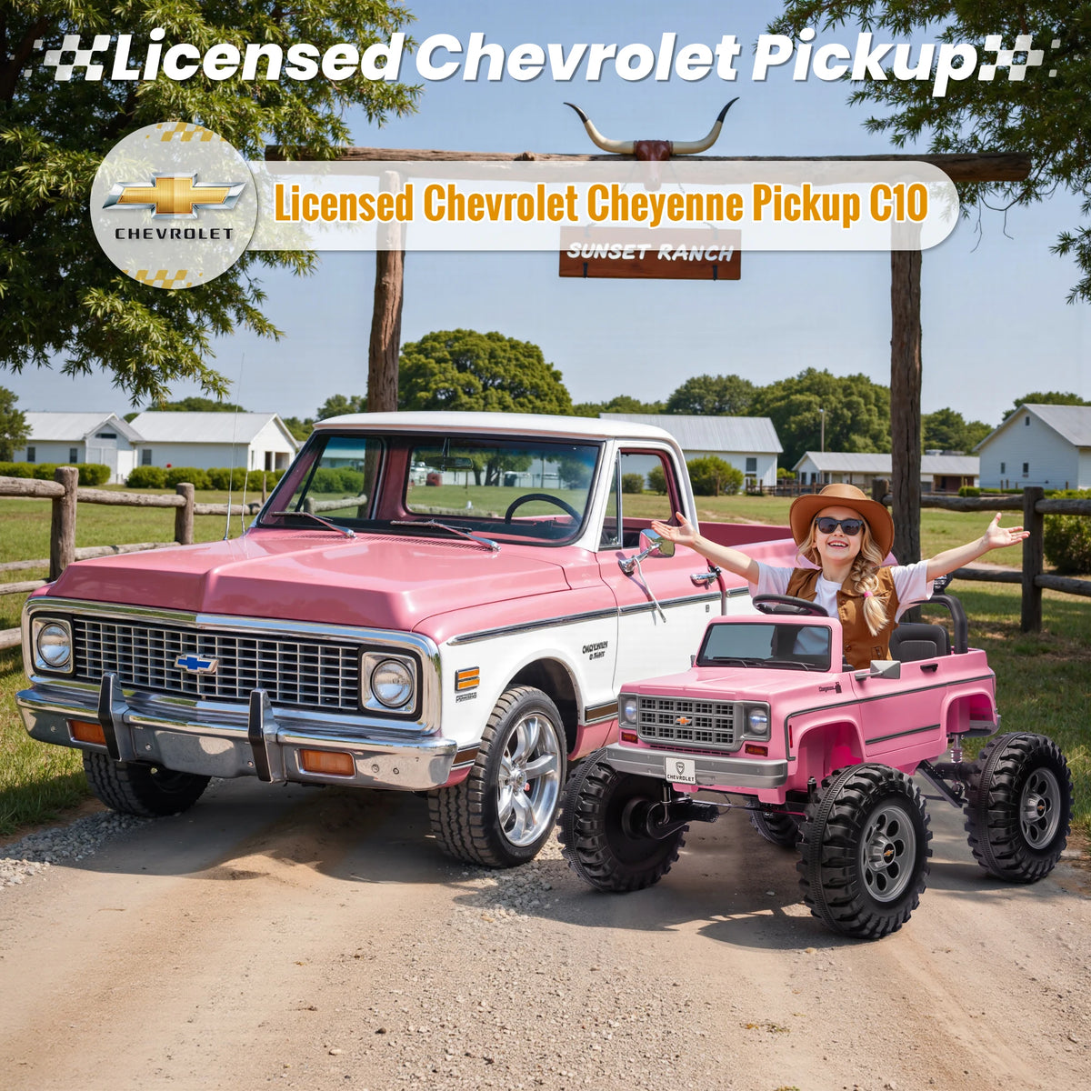 JOYRACER Licensed Chevrolet Cheyenne Electric Ride On Car