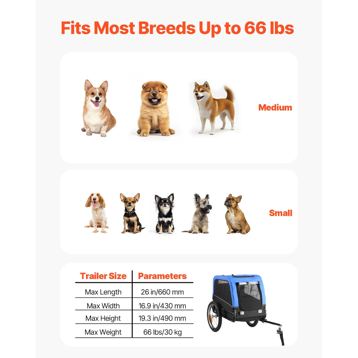 Universal Dog Bike Trailer With Quick Release Coupler And Flag