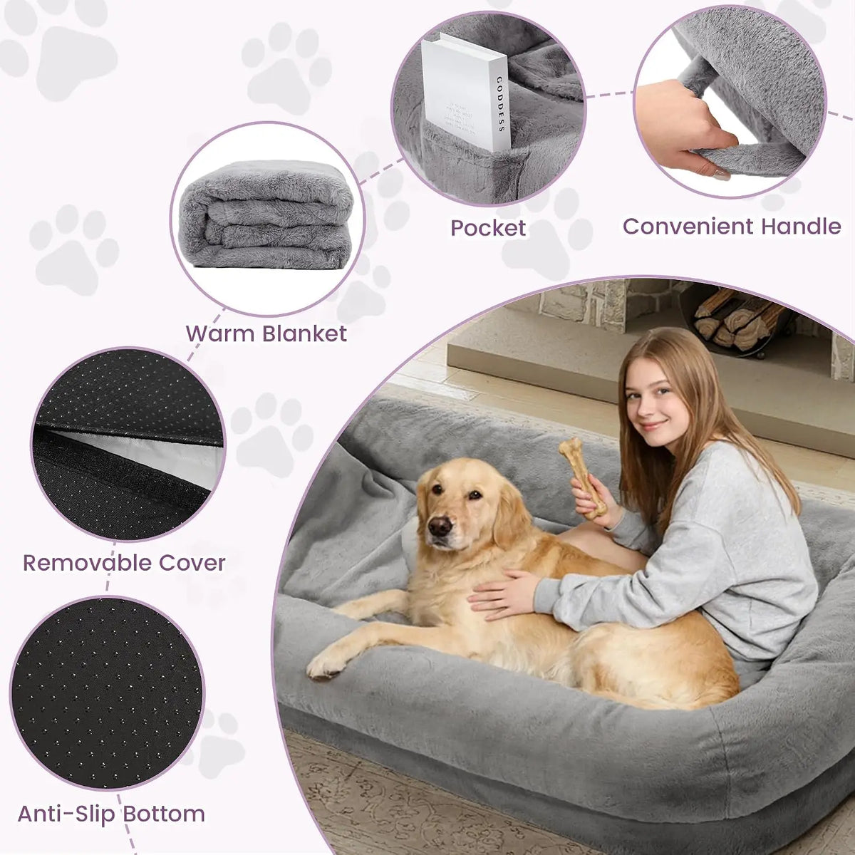 Ergonomic Cotton Human Dog Bed For Adults Cozy Resting Place