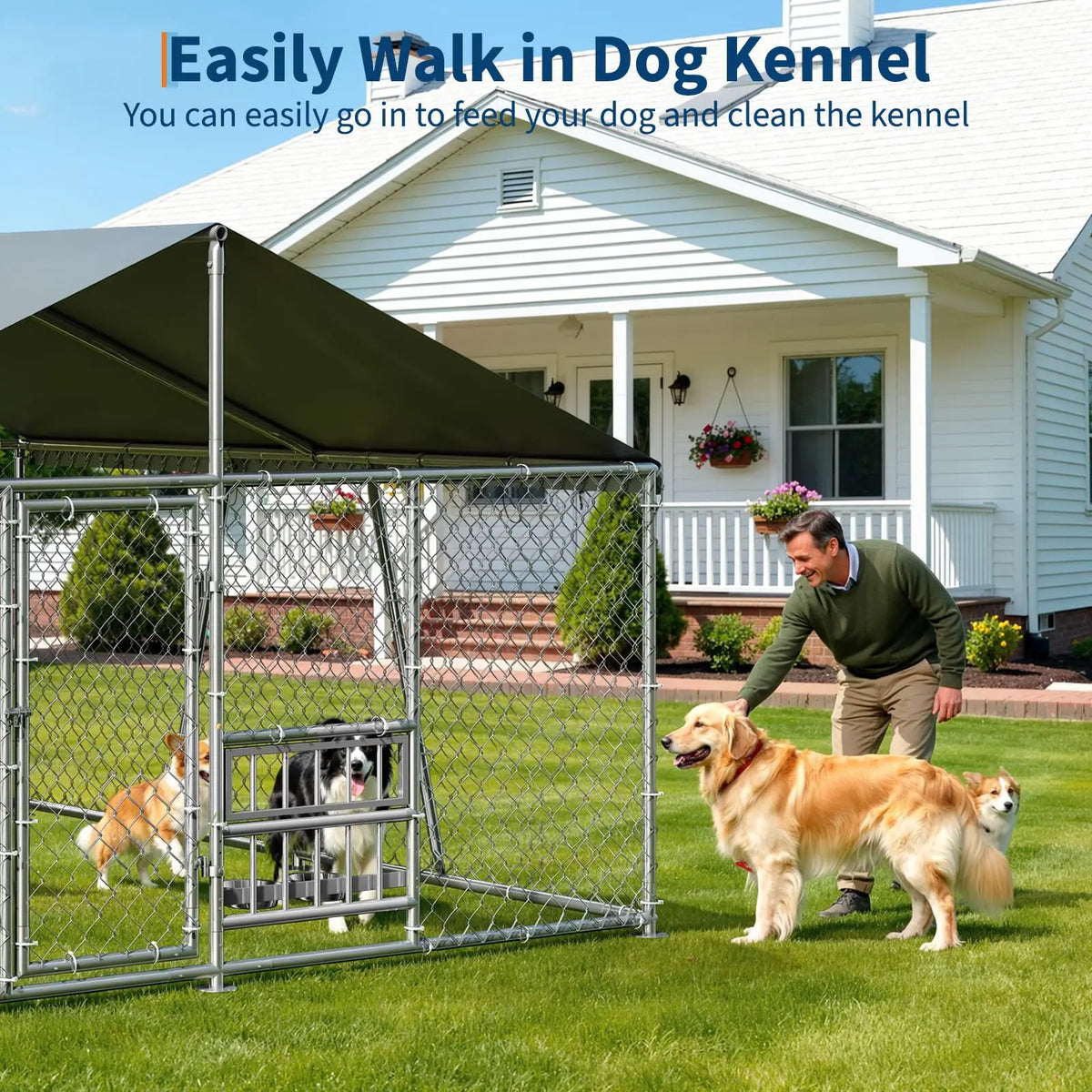 DishyKooker Heavy Duty Lockable Galvanized Outdoor Dog Kennel