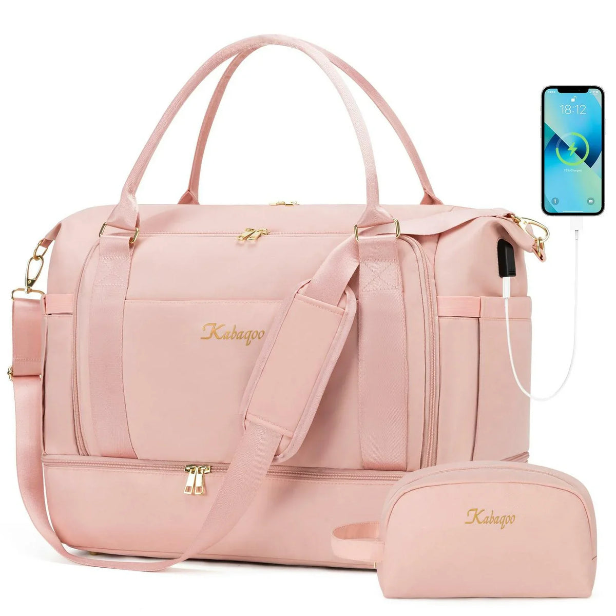 Kabaqoo Waterproof Travel Gym Bag With Shoe Compartment