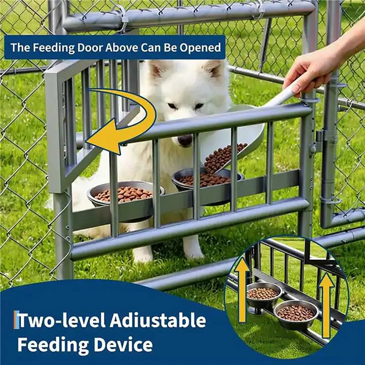 DishyKooker Heavy Duty Lockable Galvanized Outdoor Dog Kennel