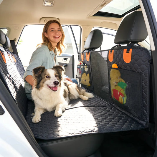 BINGOPAW Waterproof Dog Car Backseat Cover With Side Storage Pockets