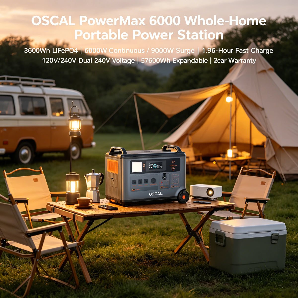 OSCAL PowerMax 6000 Solar Generator With LiFePO4 Battery Station