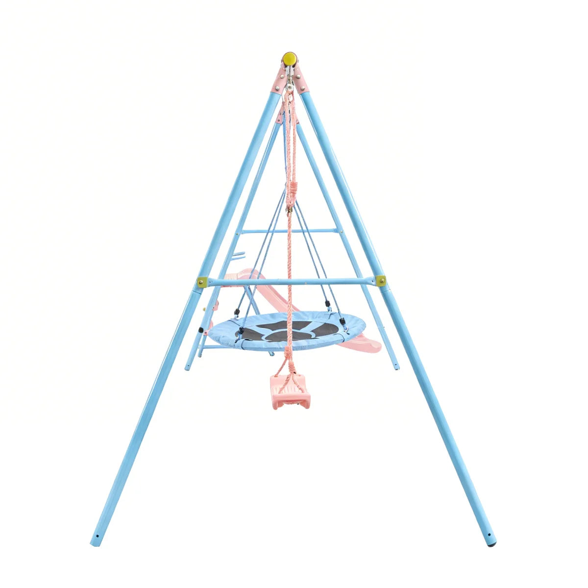 Kids Outdoor Double Swing Set With Slide For Playgrounds