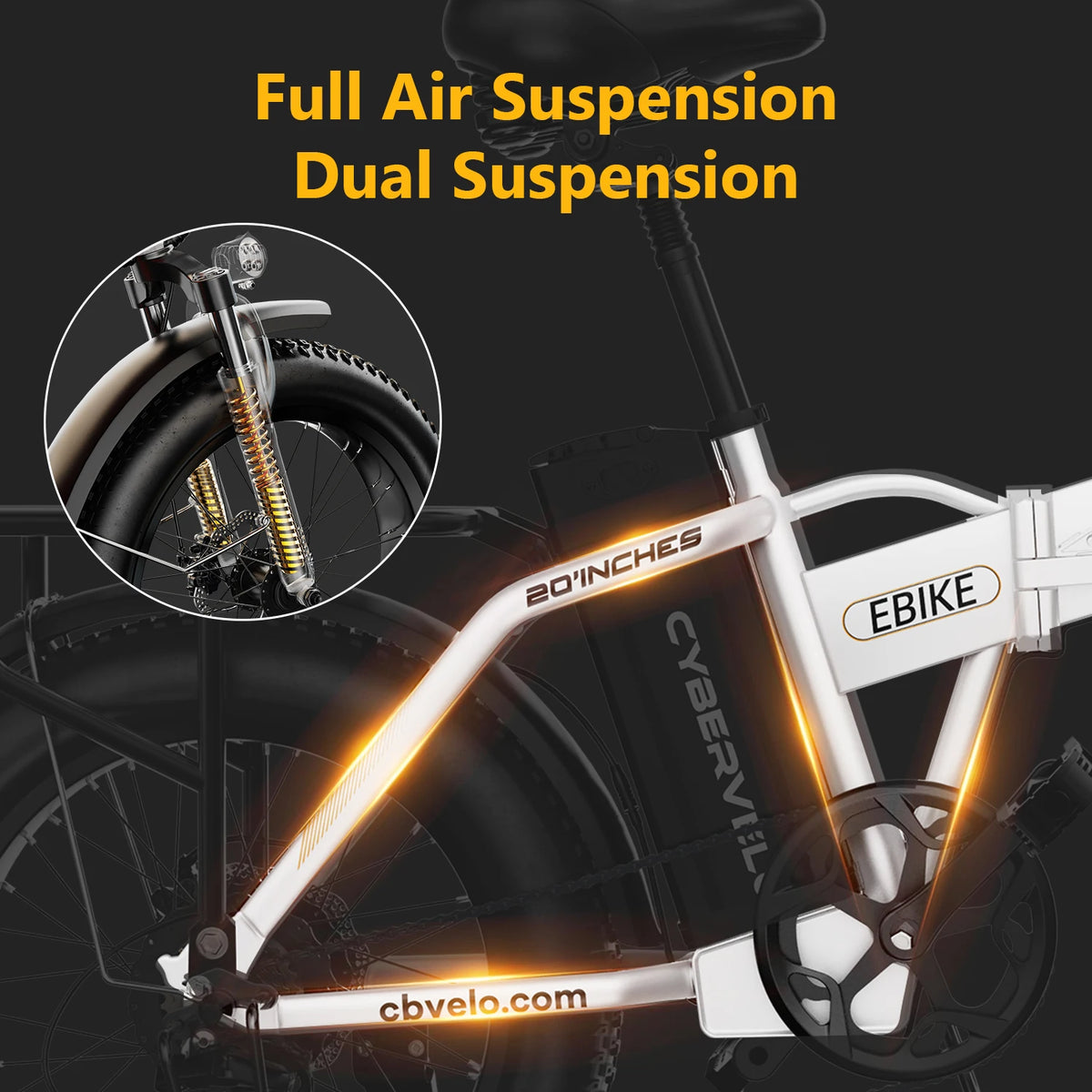 Cybervelo 1000W Foldable Fat Tire Electric Bike Mars700