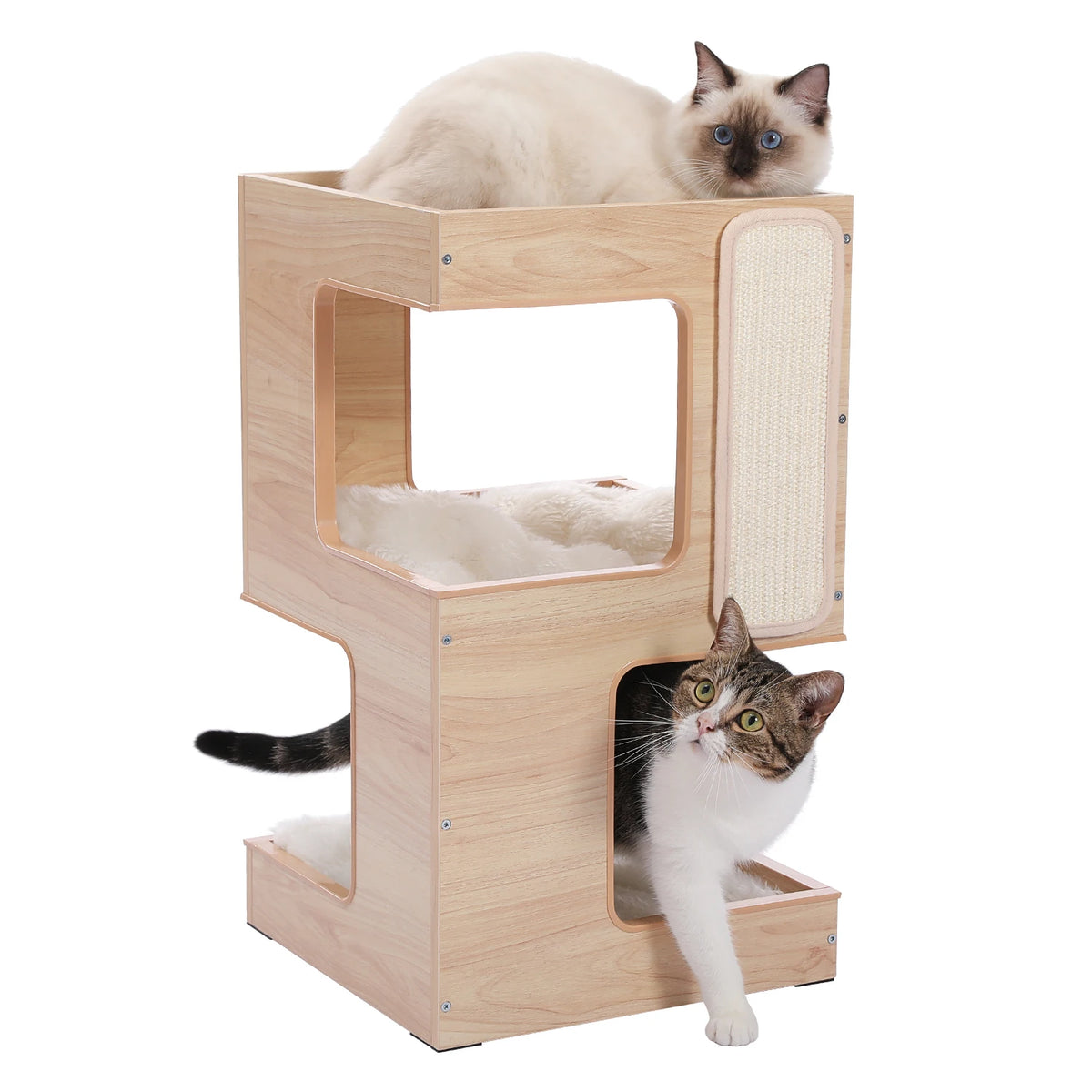 PAWZ Road Modern Wood Cat Condo With Removable Scratching Pad