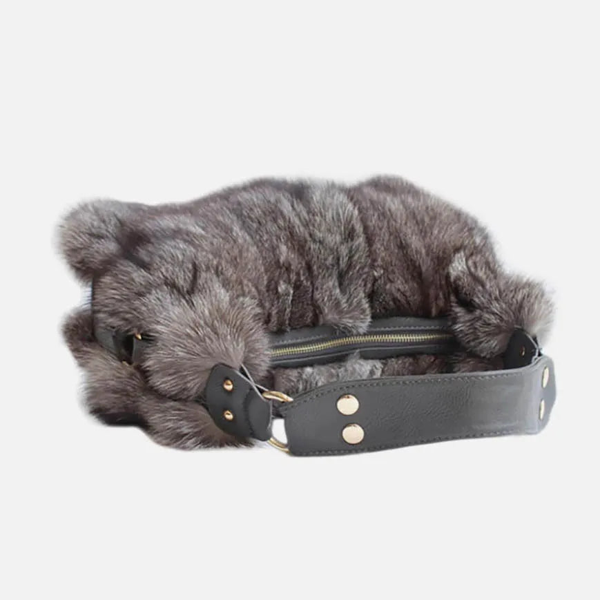 Womens Luxury Genuine Fur Tote Bag With Elegant Design