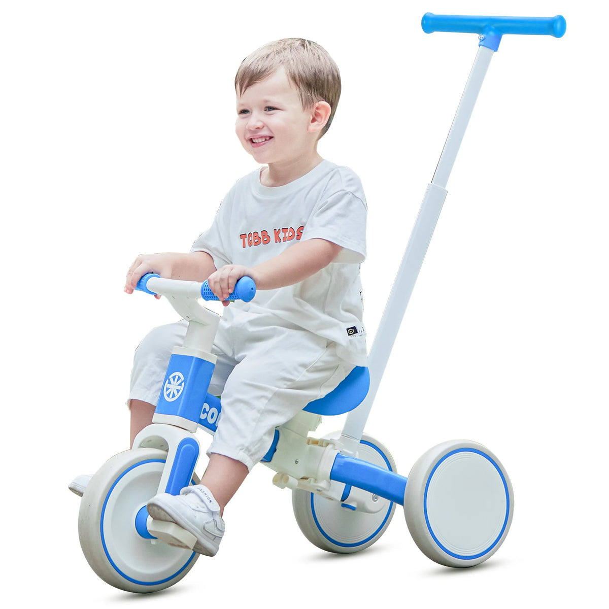 Pink 3 in 1 Kids Tricycle with Push Handle, Convertible Toddler Balance Bike, Safe Ride On Toy, Birthday Holiday Gift for Girls Ages 1-4