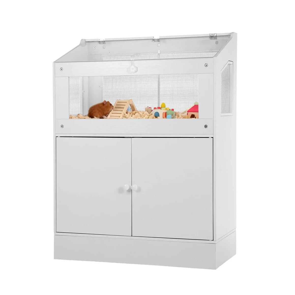 HiMISS Acrylic Indoor Animal Cage With Ventilated Storage Cabinet