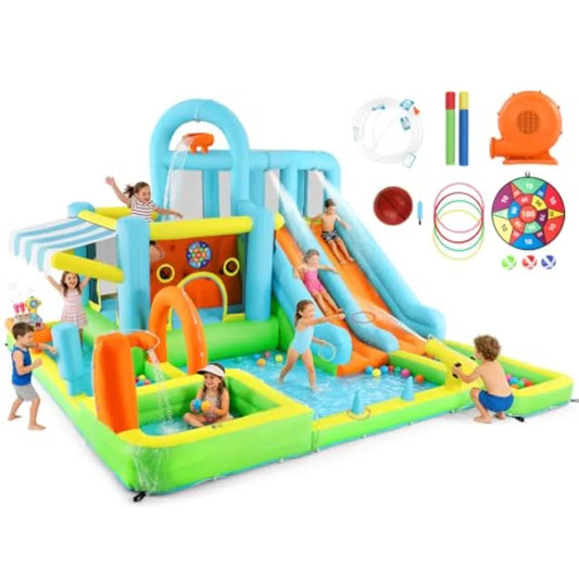 OLOEY Inflatable Water Slide Bounce House With Dual Slides