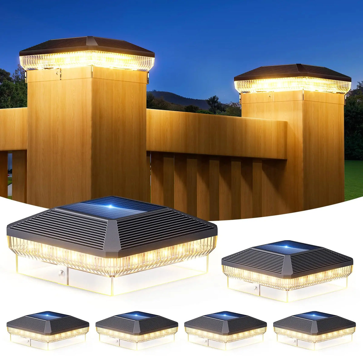 KPSTEK Solar Post Cap Lights Outdoor 3 Modes Waterproof Deck