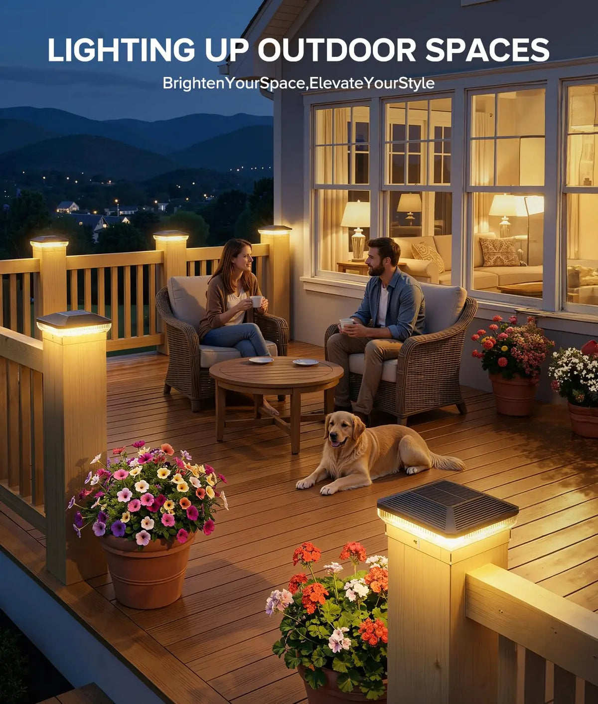 KPSTEK Solar Post Cap Lights Outdoor 3 Modes Waterproof Deck