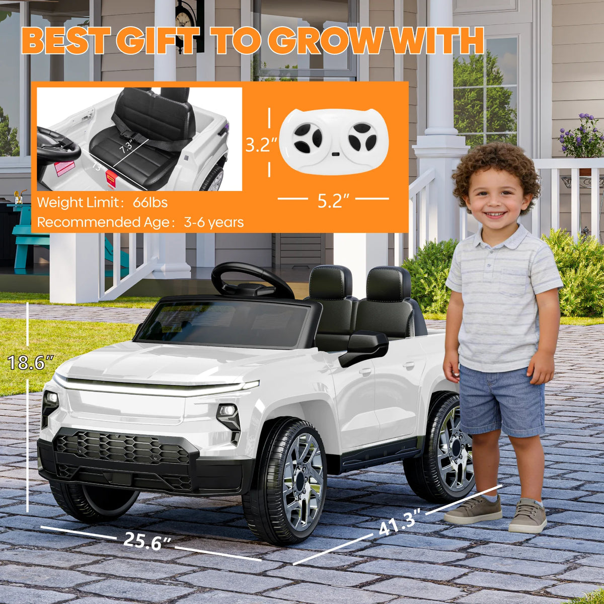24V Ride On Toys, Licensed Chevrolet Silverado LT Trail Boss Ride-On Truck, 2-Seater Electric Car for Kids with Remote Control, Safety Belt, Truck Bed Storage, LED Lights & Music