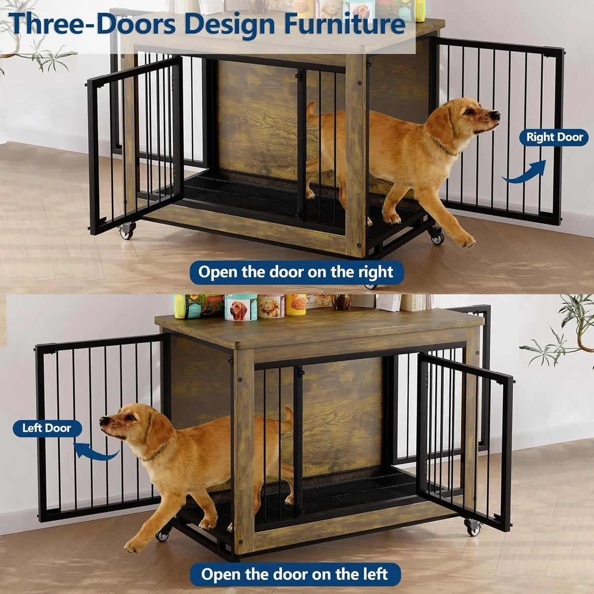 Anixol Wooden Dog Crate Side Table and Removable Tray