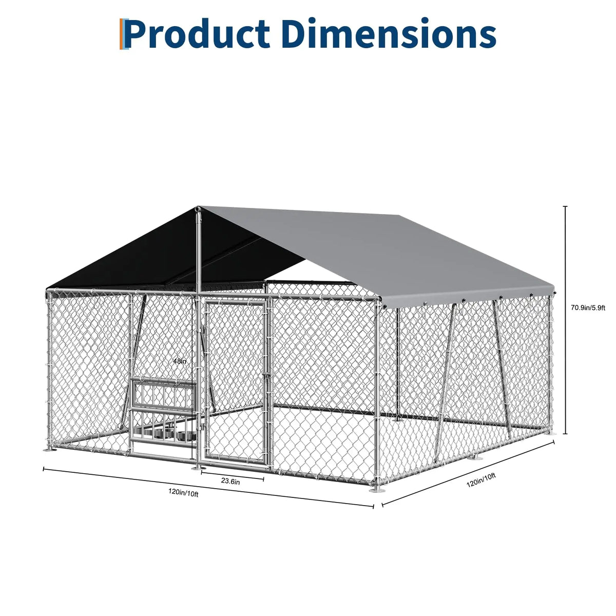 DishyKooker Heavy Duty Lockable Galvanized Outdoor Dog Kennel