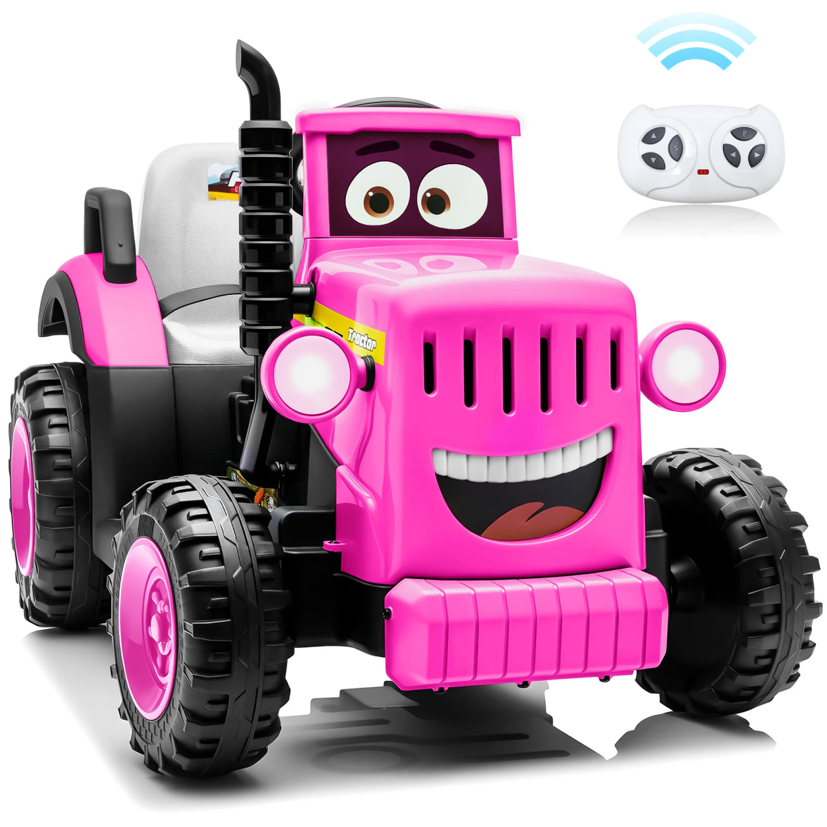12 Volt Ride on Toys, Cute Ride On Tractor for Toddlers, Power Car Wheels with LED Lights, Music, Horn, Safety Belt