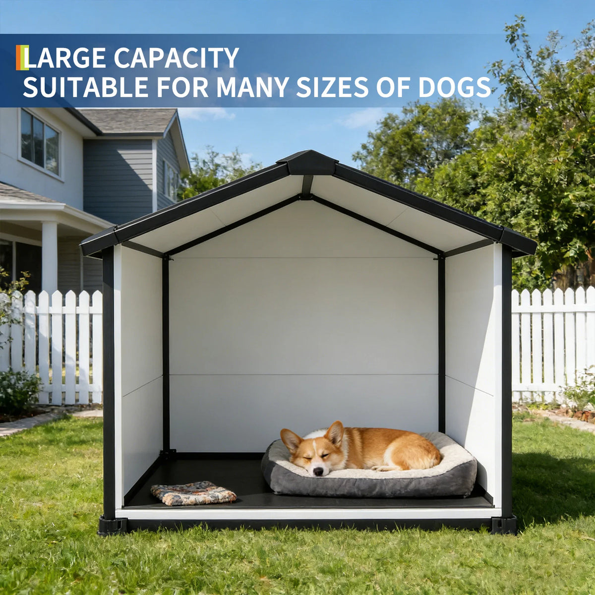 Waterproof Dog House With Removable Roof Indoor Outdoor Plastic Kennel