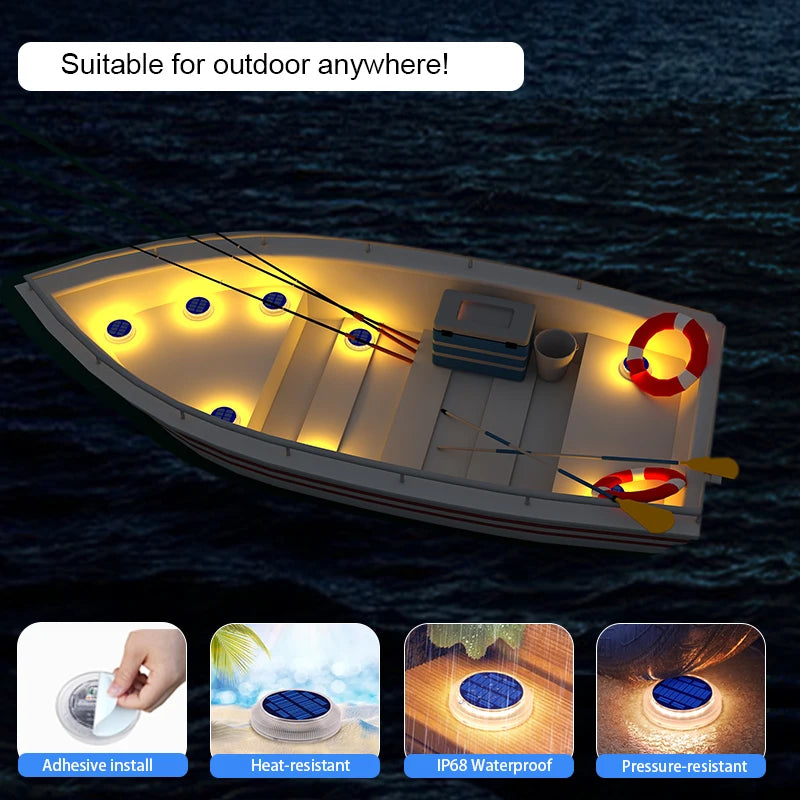 Solar Deck Lights IP68 Waterproof Automatic On Off Step Lighting