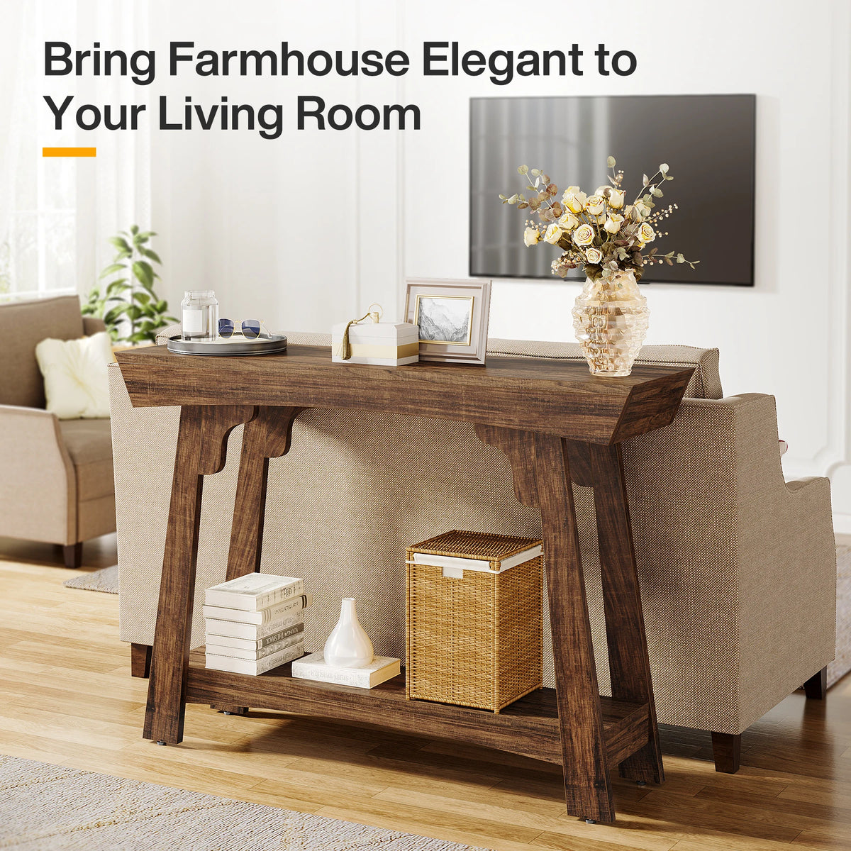 Tribesigns Wooden Entryway Console Table With Storage Shelf