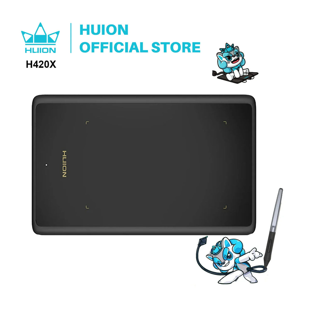 Huion H420X Graphics Tablet With Battery Free Pen For Drawing