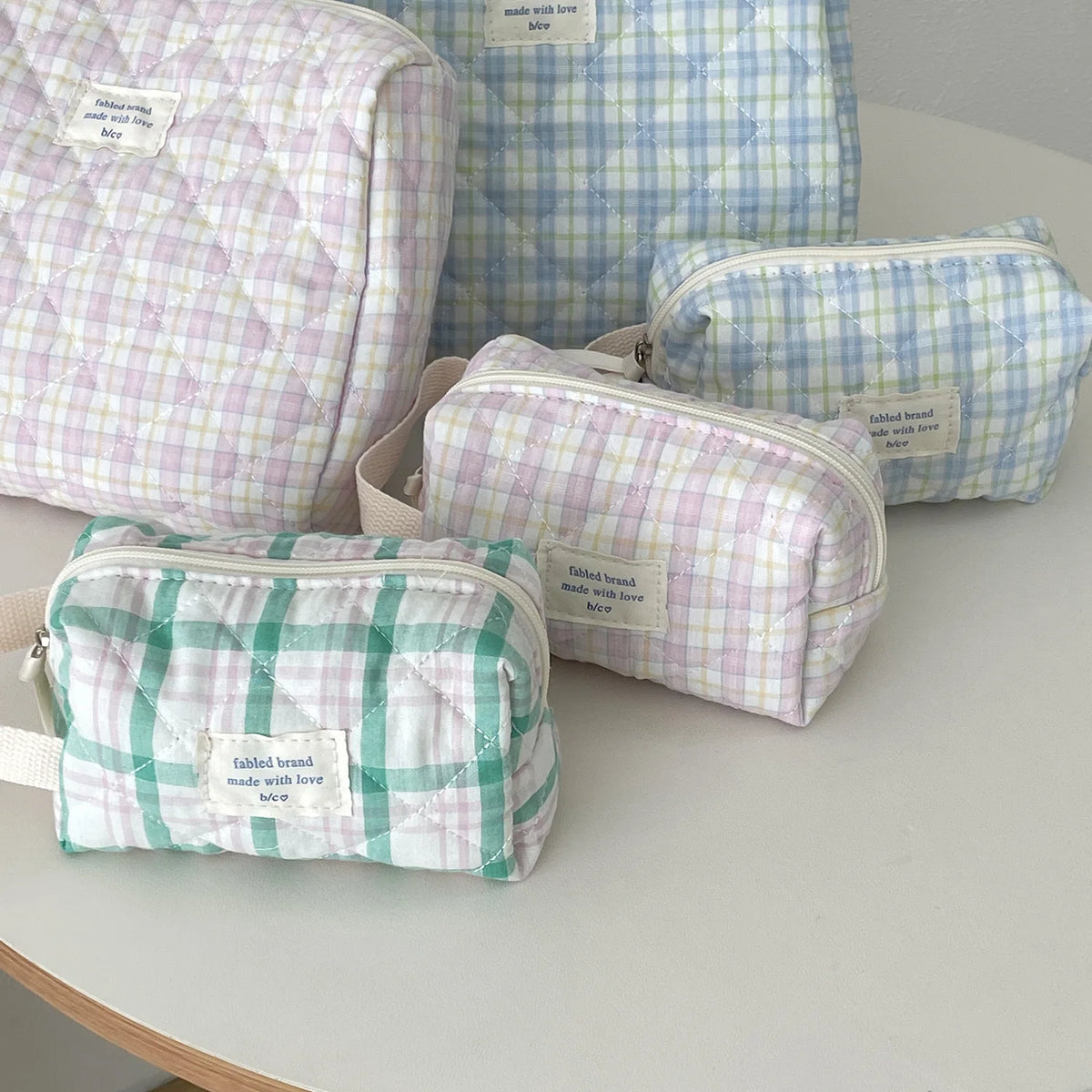 Vintage Quilted Cotton Floral Travel Makeup Cosmetic Bag For Women