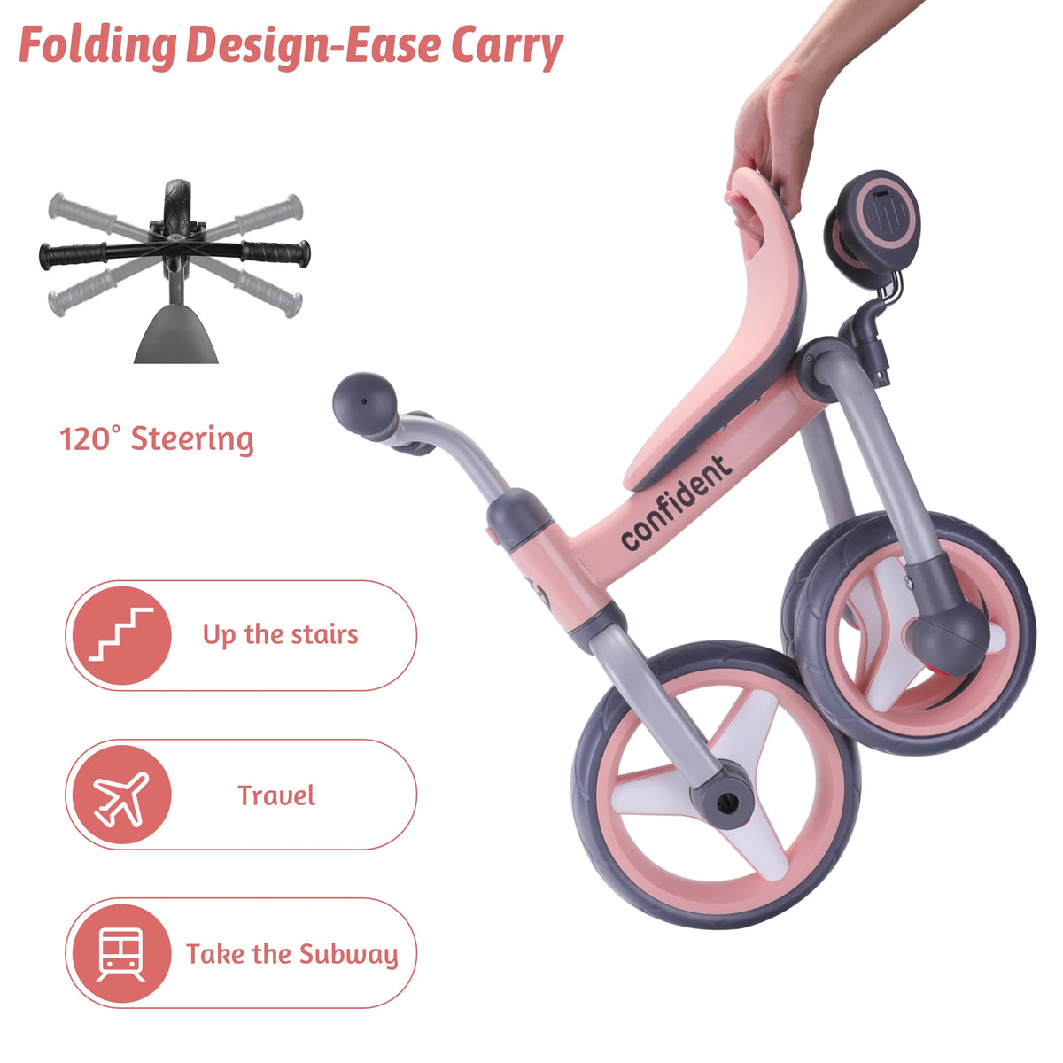 4 in 1 Toddler Tricycle & Balance Bike, Kids Ride On Toy with Detachable Pedals, Adjustable Seat, Indoor Outdoor Baby Trike for Boys Girls 1-4 Years Old, Birthday Gift
