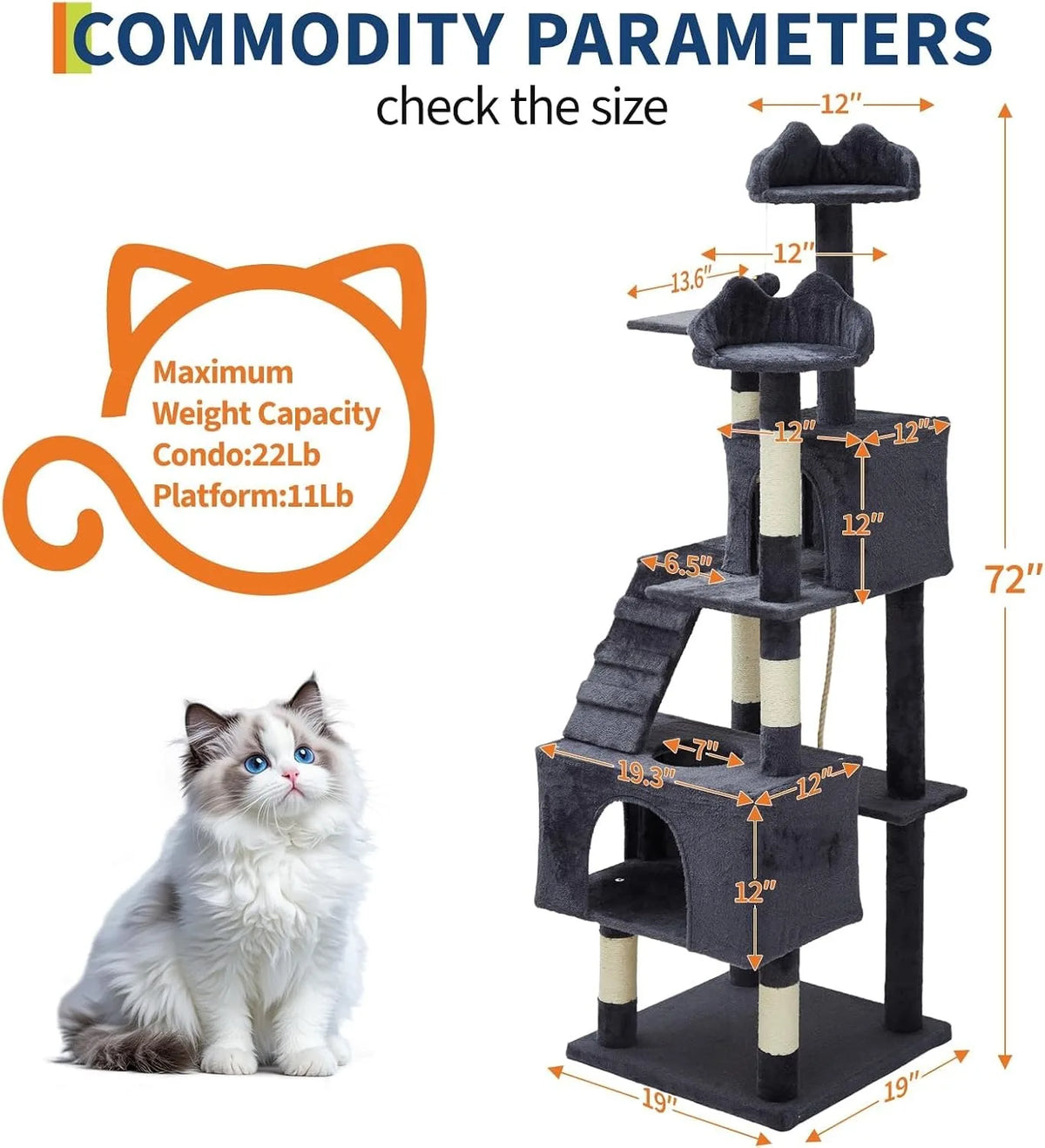 Premium Multi Level Cat Tree With Sisal Scratching Posts