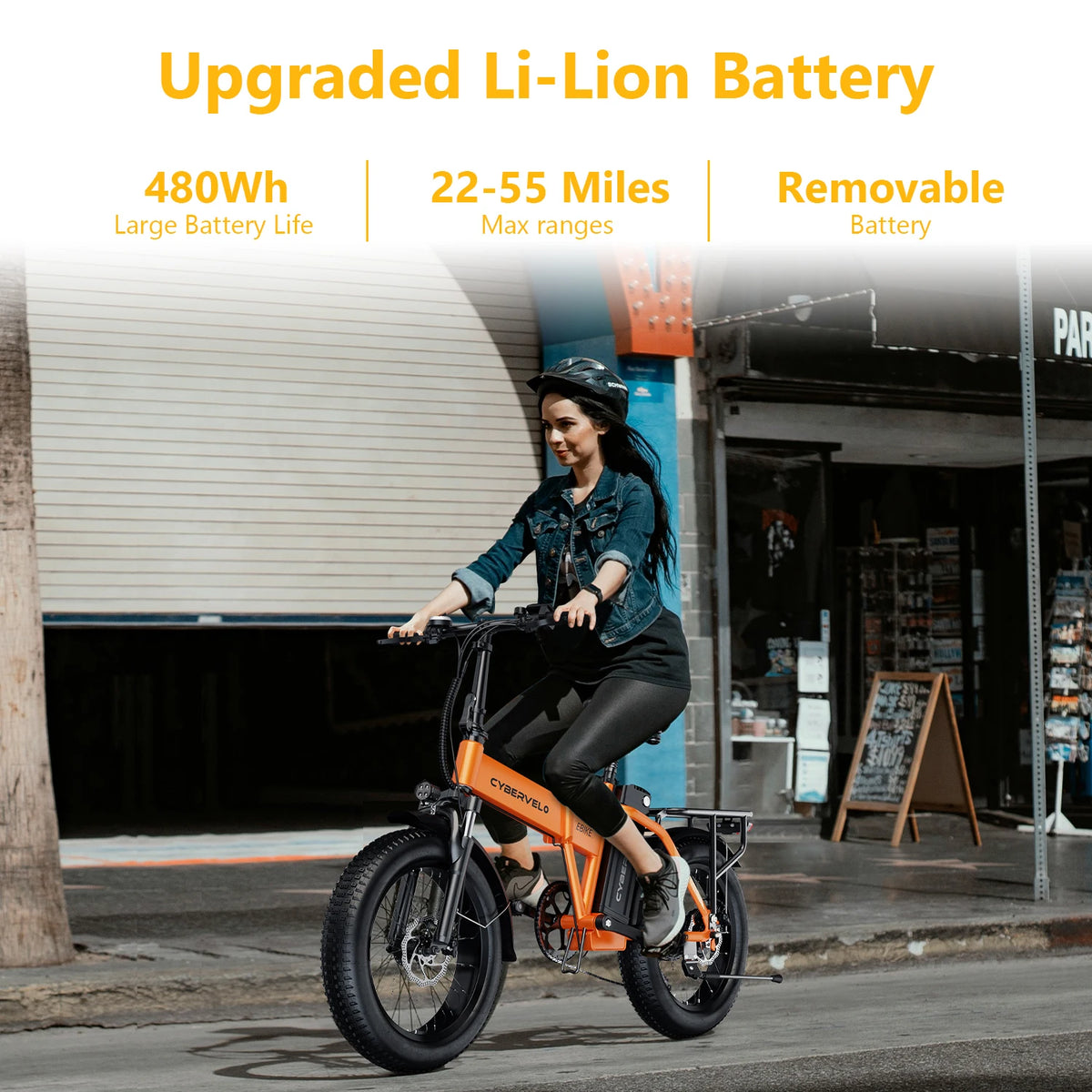 Cybervelo 1000W Foldable Fat Tire Electric Bike Mars700