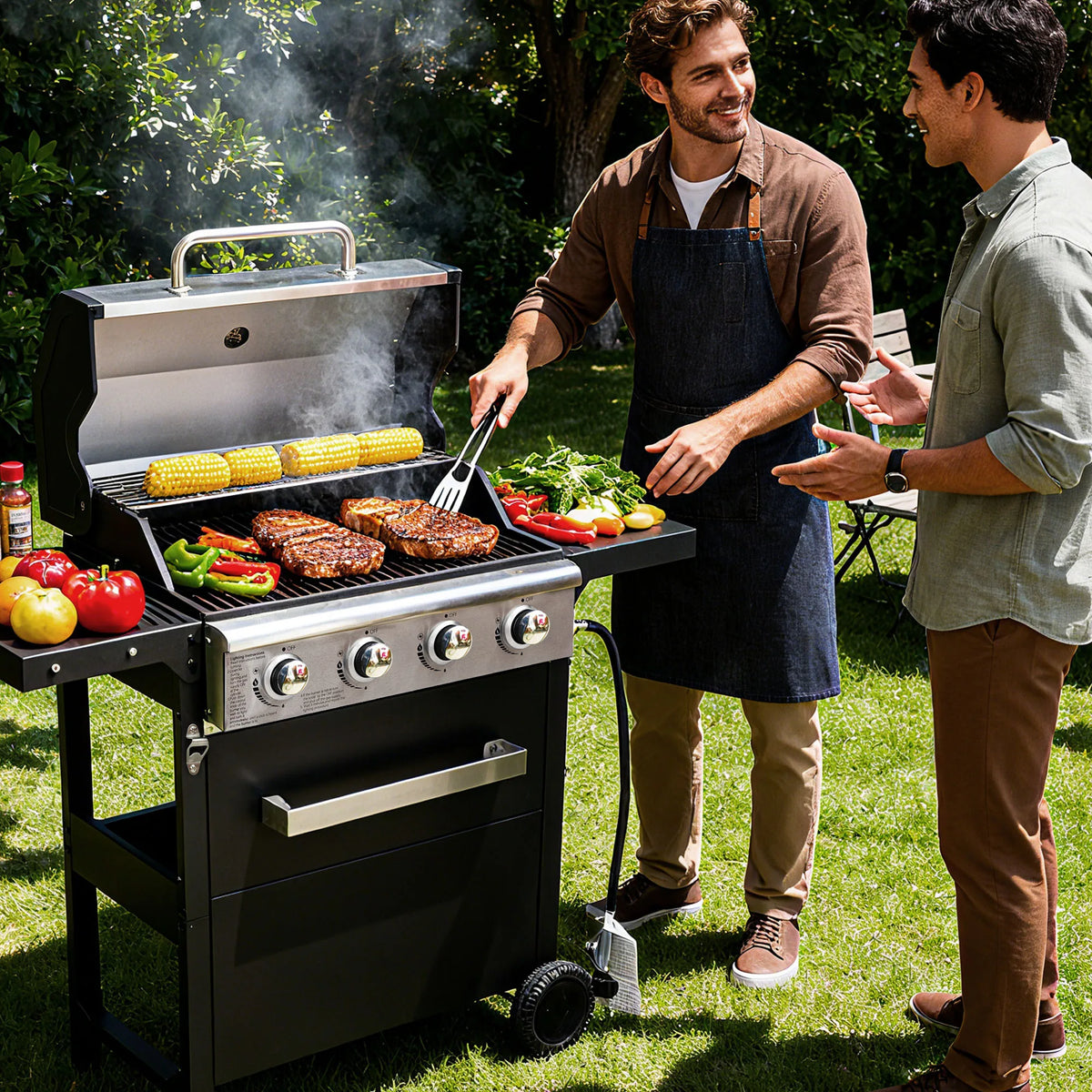 Stainless Steel Four Burner Propane Grill For Outdoor Use