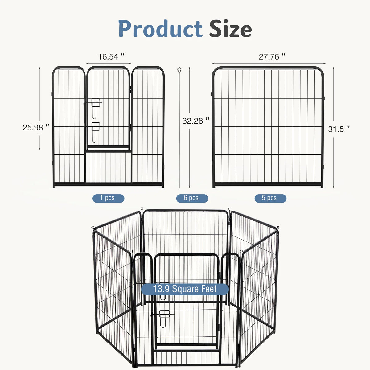 JHK Foldable Metal Dog Playpen Sturdy Outdoor Exercise Fence