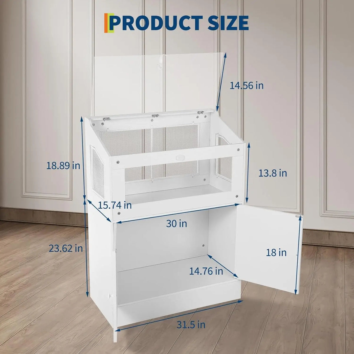 HiMISS Acrylic Indoor Animal Cage With Ventilated Storage Cabinet