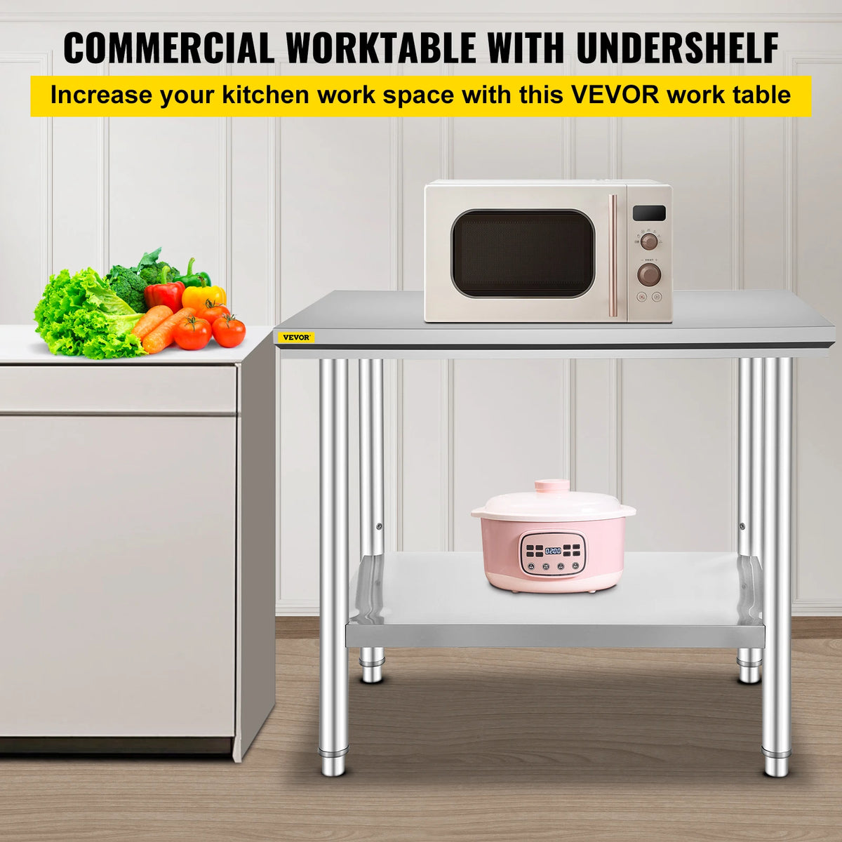Commercial Stainless Steel Kitchen Workbench With Undershelf