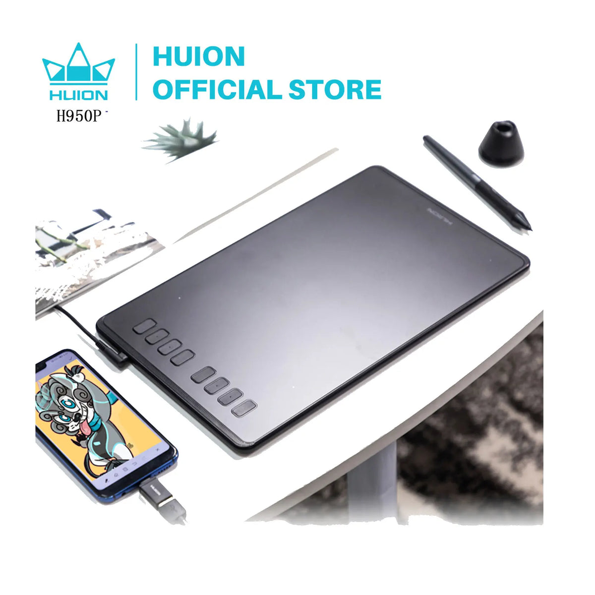 HUION H950P Professional Graphics Tablet With Battery Free Stylus